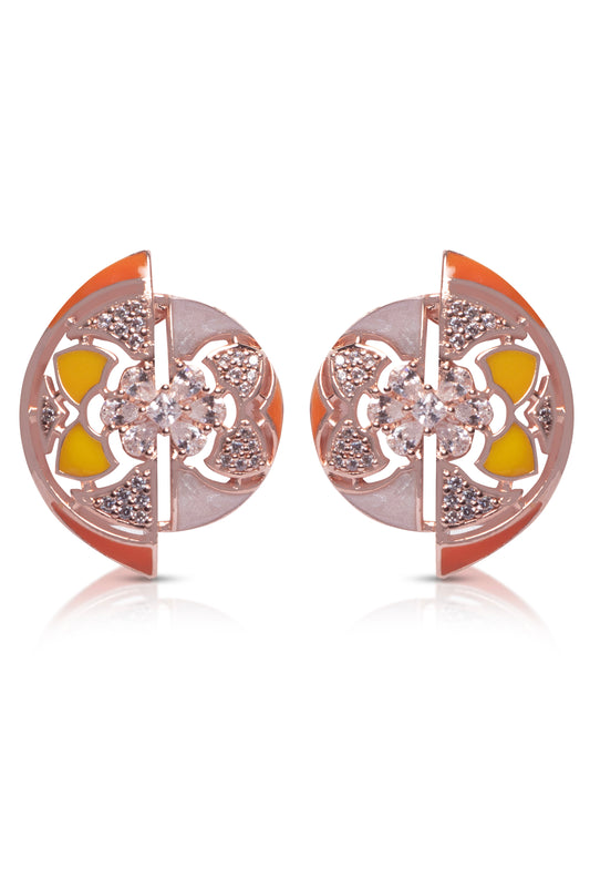 Open Semicircle Zirconia earrings