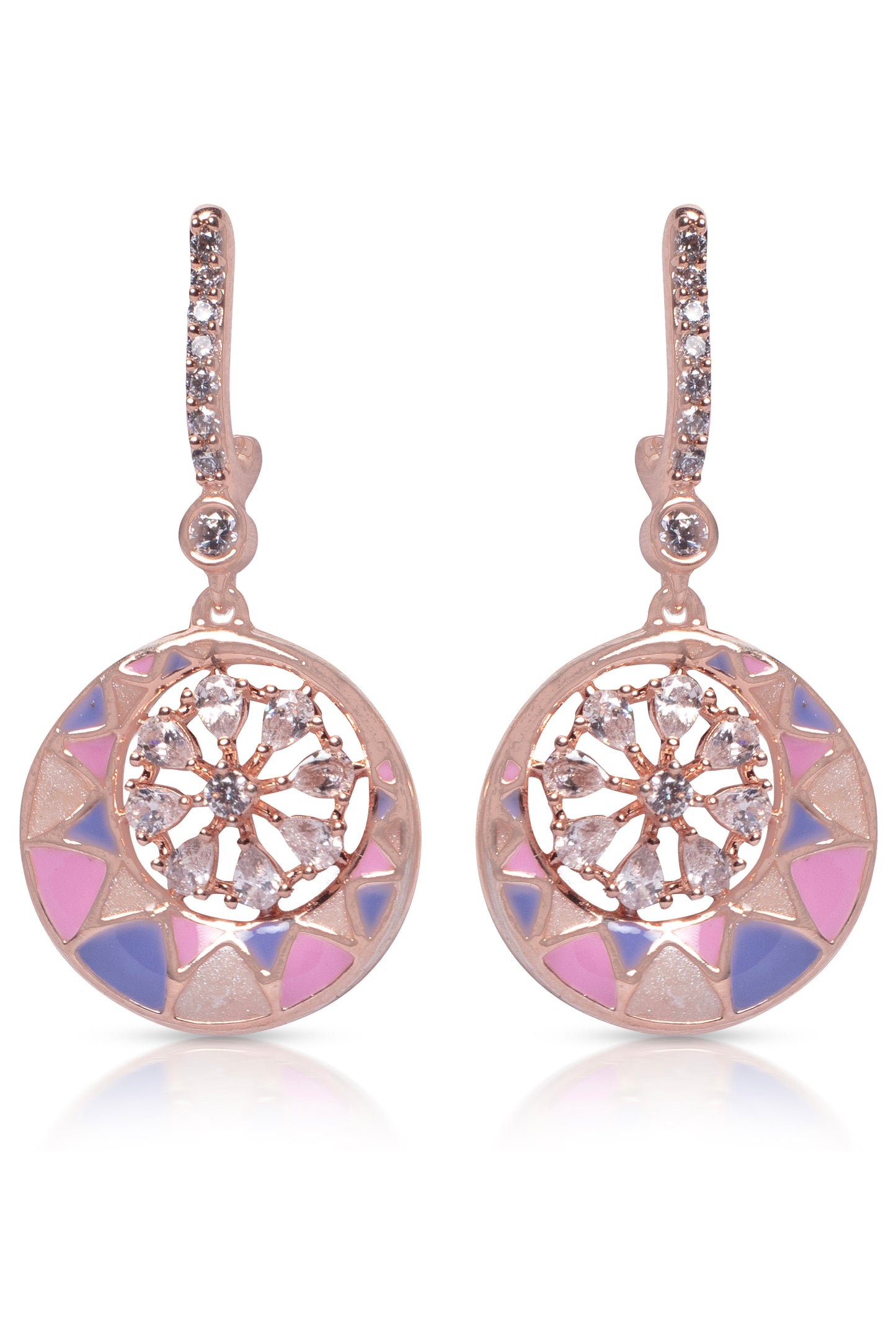 Enamel Drop Rose gold Earrings