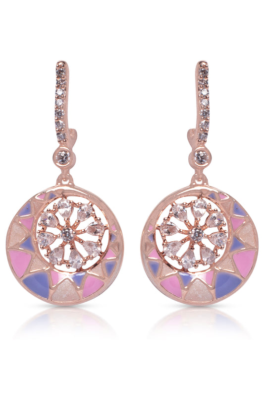 Enamel Drop Rose gold Earrings