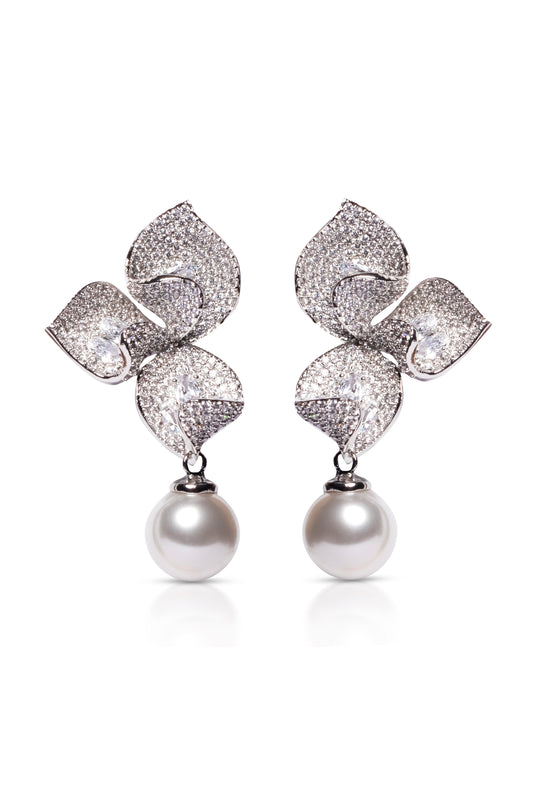 Garden Diamond with Pearl Drop earrings