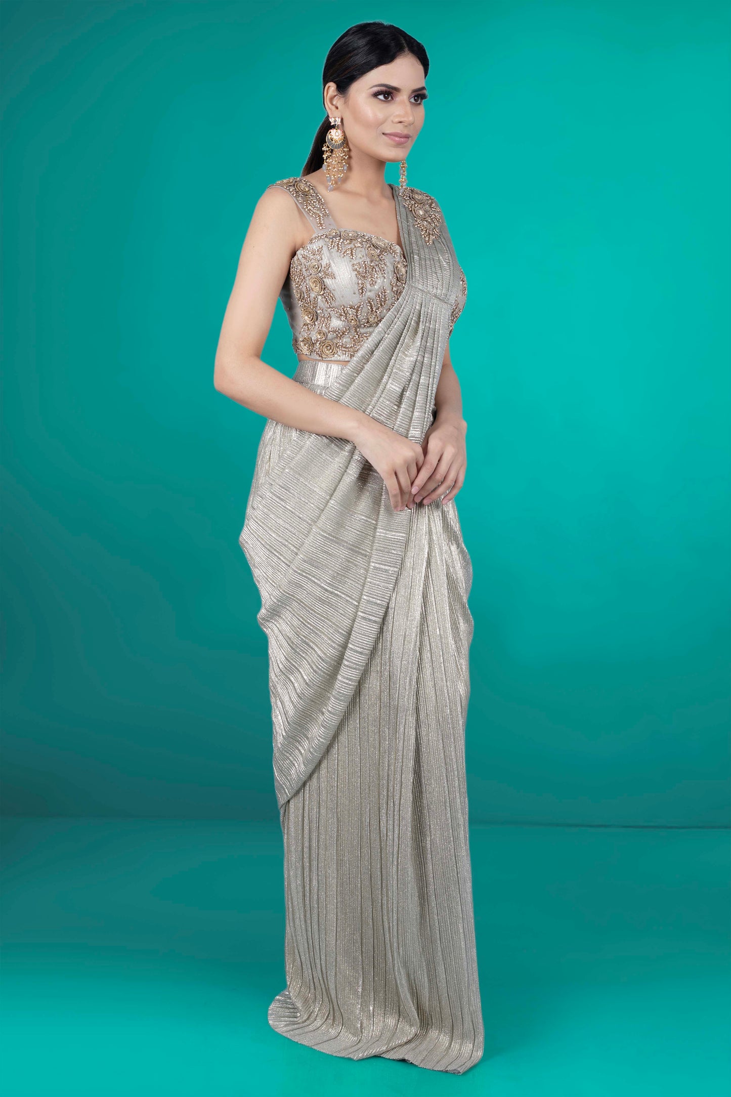 Pre-Stitched Saree W/ Readymade Blouse - D054