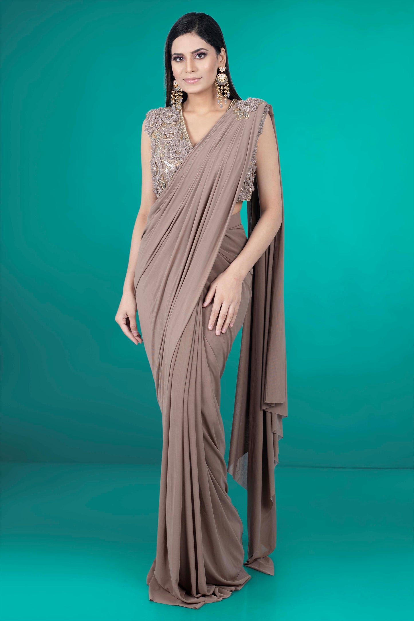 Pre-Stitched Saree W/ Readymade Blouse - D056