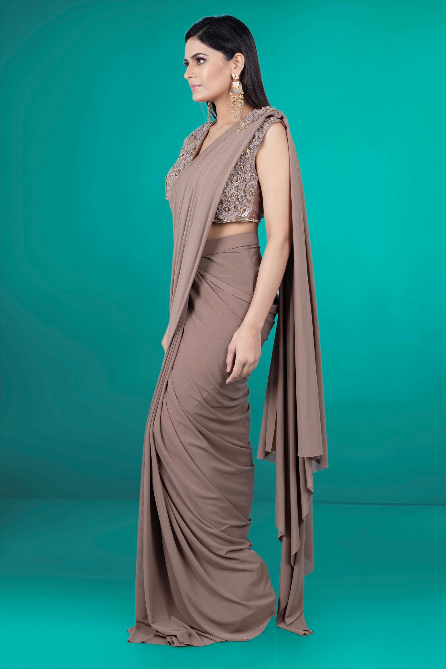 Pre-Stitched Saree W/ Readymade Blouse - D056