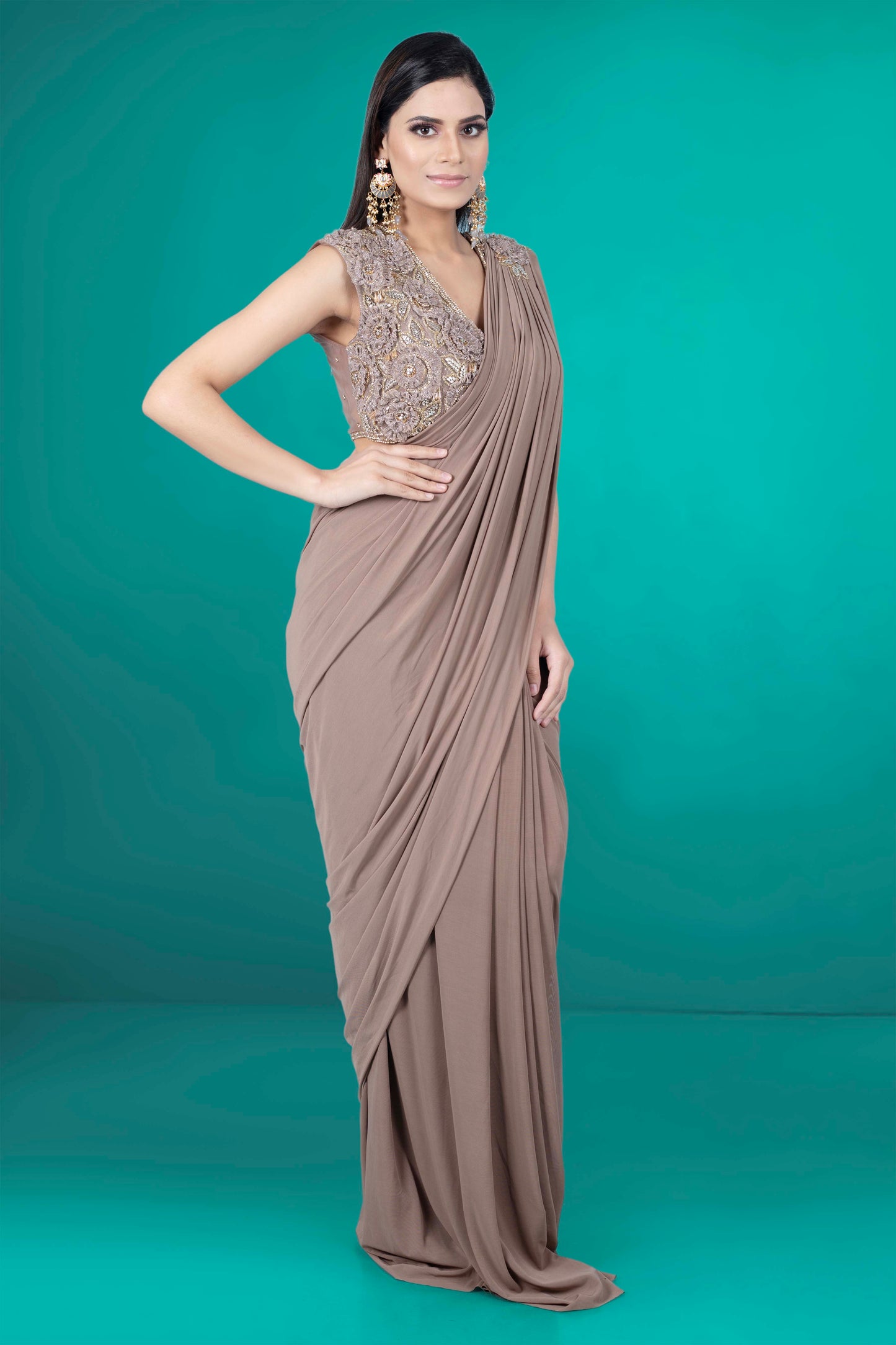 Pre-Stitched Saree W/ Readymade Blouse - D056