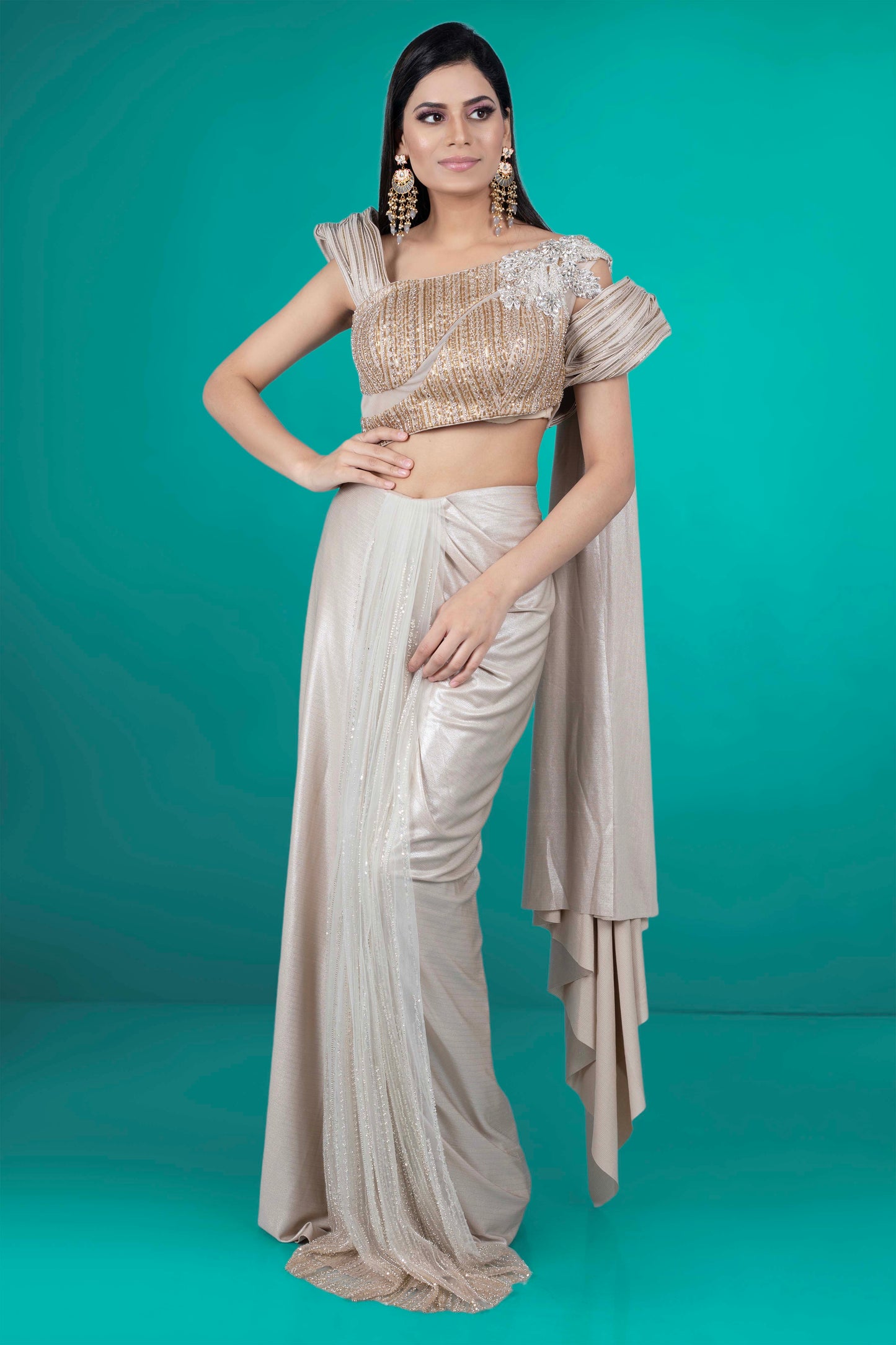 Pre-Stitched Saree W/ Readymade Blouse - D065