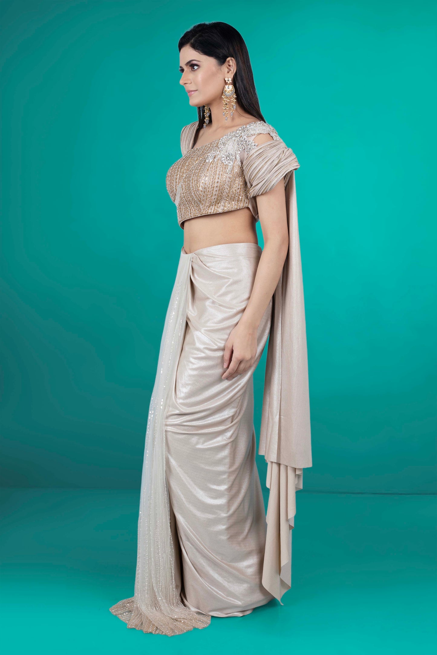 Pre-Stitched Saree W/ Readymade Blouse - D065