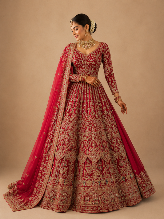 Maroon Bridal Lacha BL-028