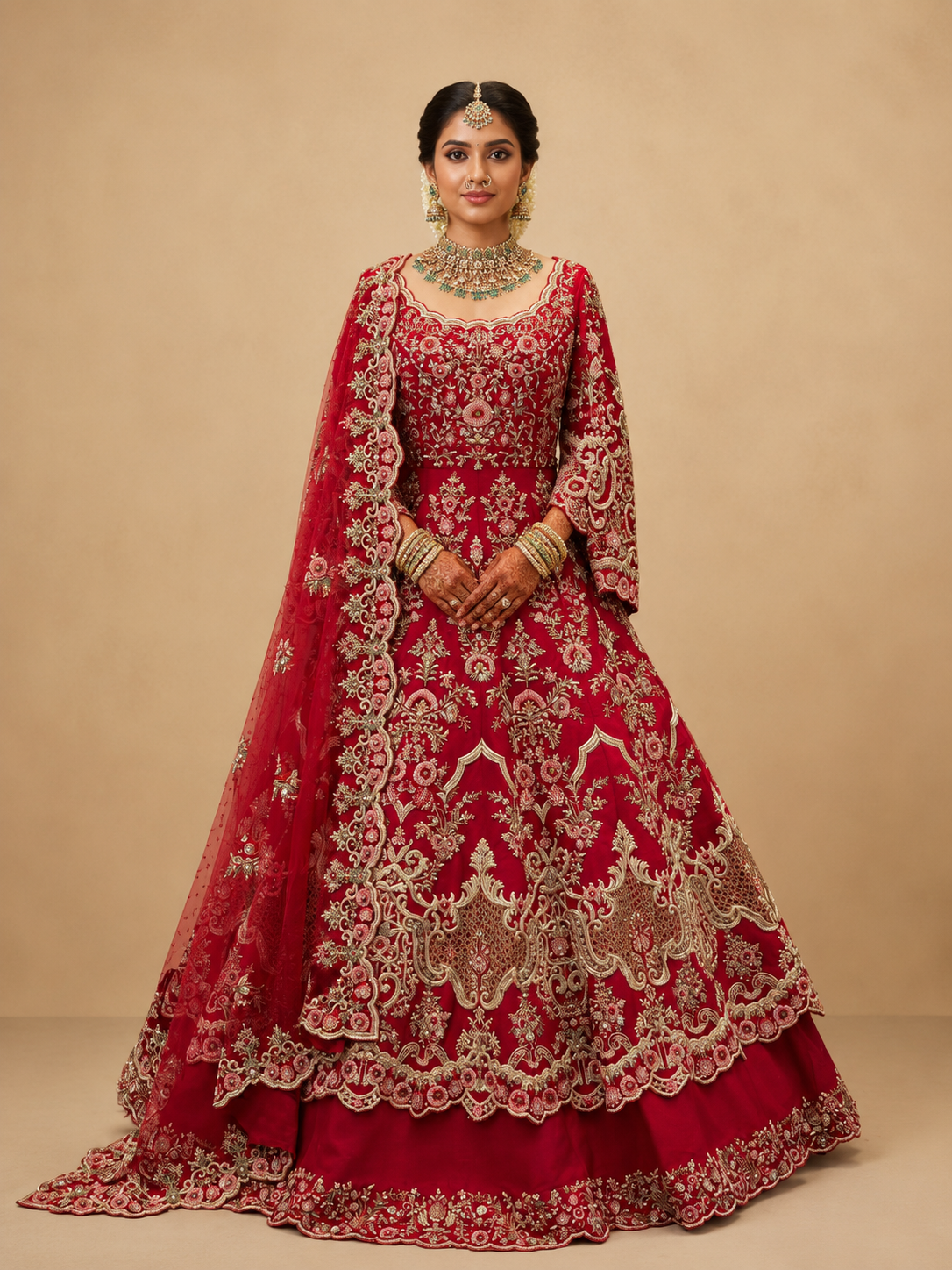 Maroon Bridal Lacha BL-025