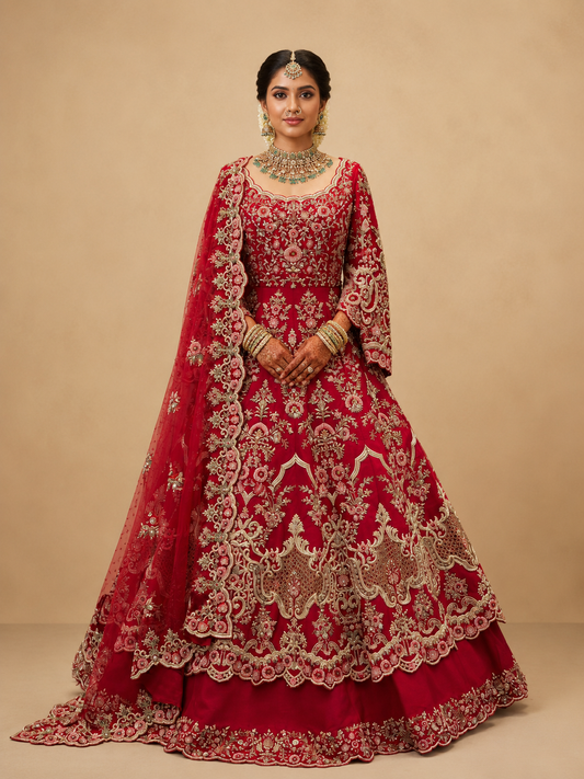 Maroon Bridal Lacha BL-025