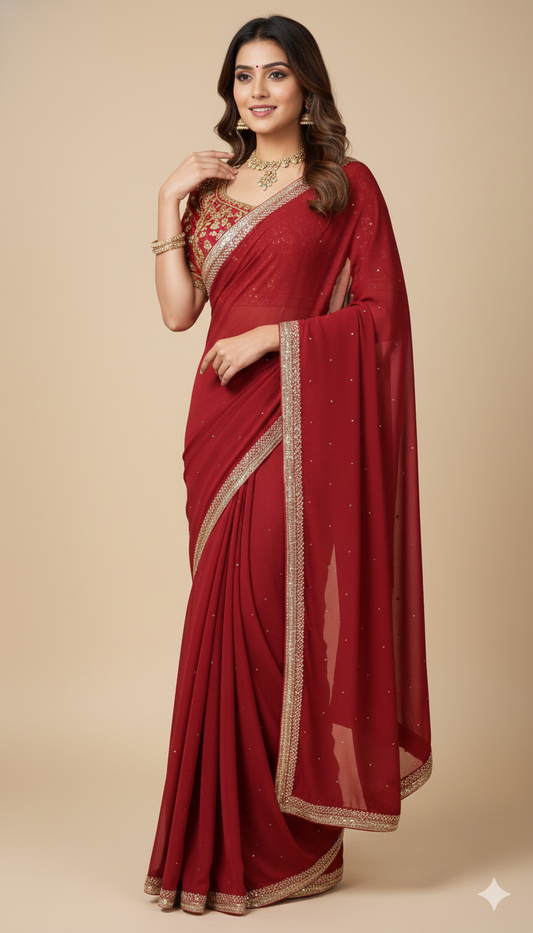 Maroon Bridesmaid's Saree