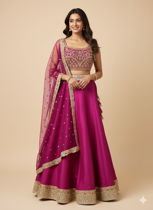 Wild Strawberry Pink Bridesmaids Lehenga BML-038
