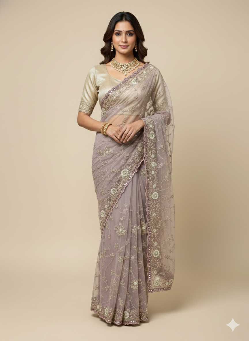 Pinkish Beige Saree PWS-181