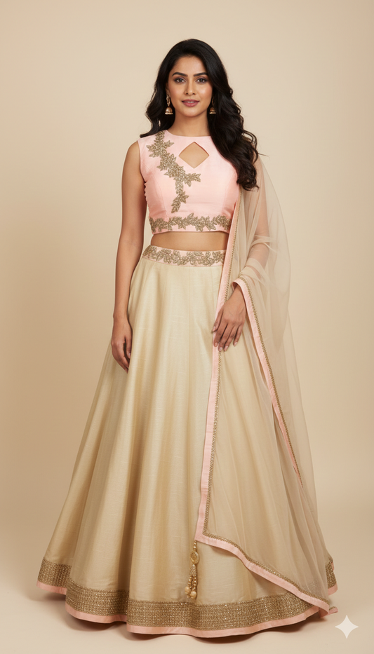 Blush Gold Bridesmaid's Lehenga