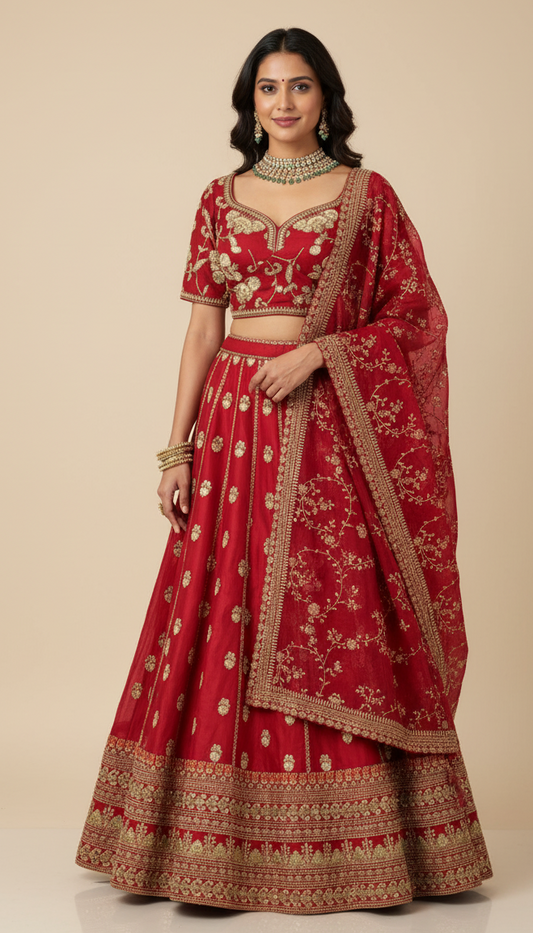True Red Bridal Lehenga BL-123