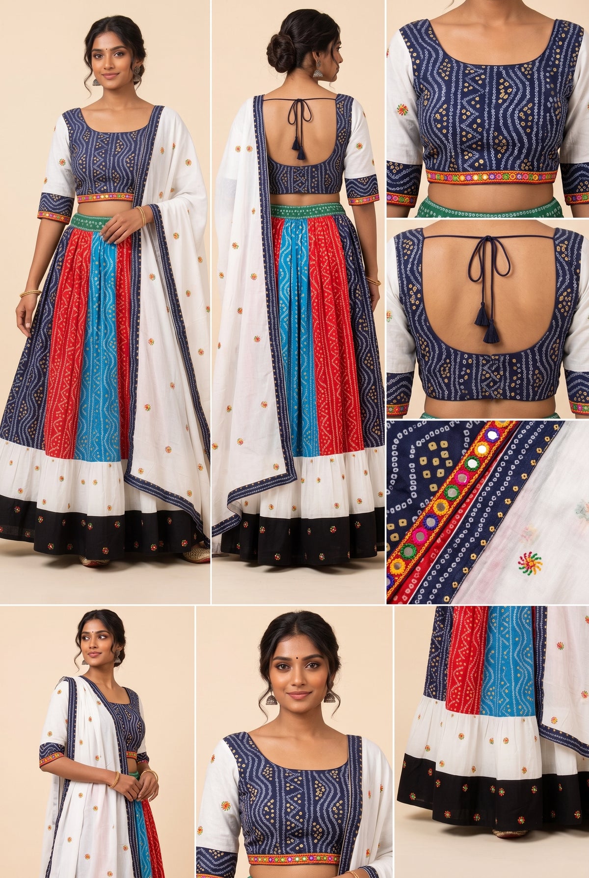 Multi-color Bandhani print Navratri Special Lehenga