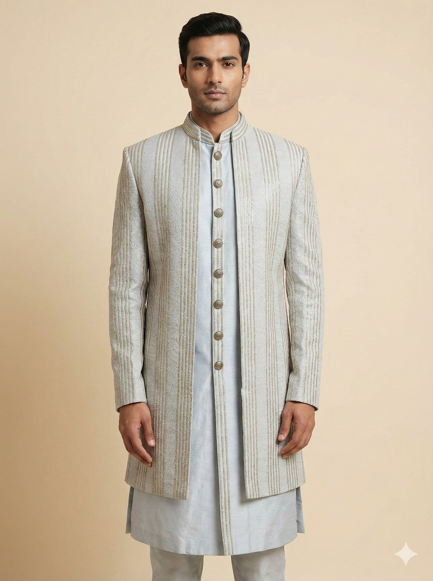 Powder Blue Indo Western Sherwani-S28-S14