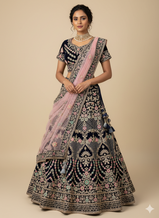 Navy Blue Bridal Lehenga BL-151
