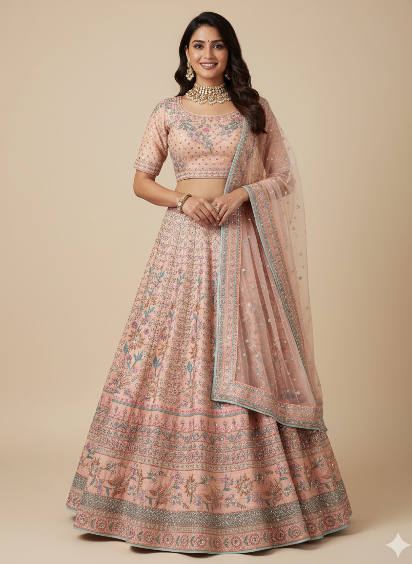 Blush Pink Multi Color Bridal Lehenga BL-112