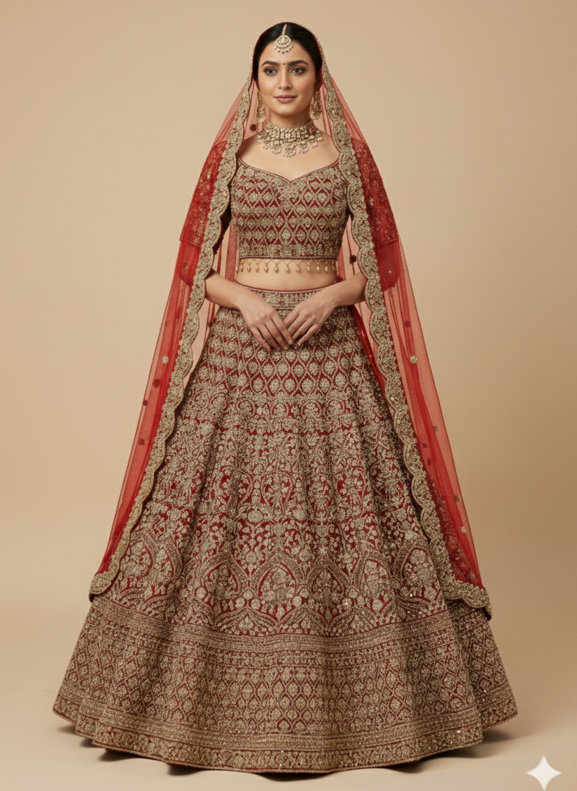 Maroon Bridal Lehenga BL-126