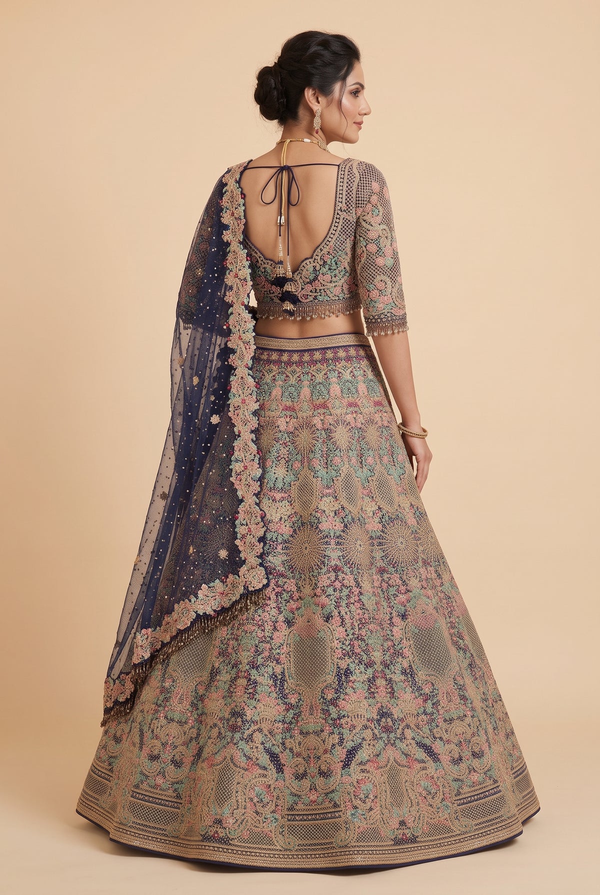 Royal Navy Blue Heritage Lehenga