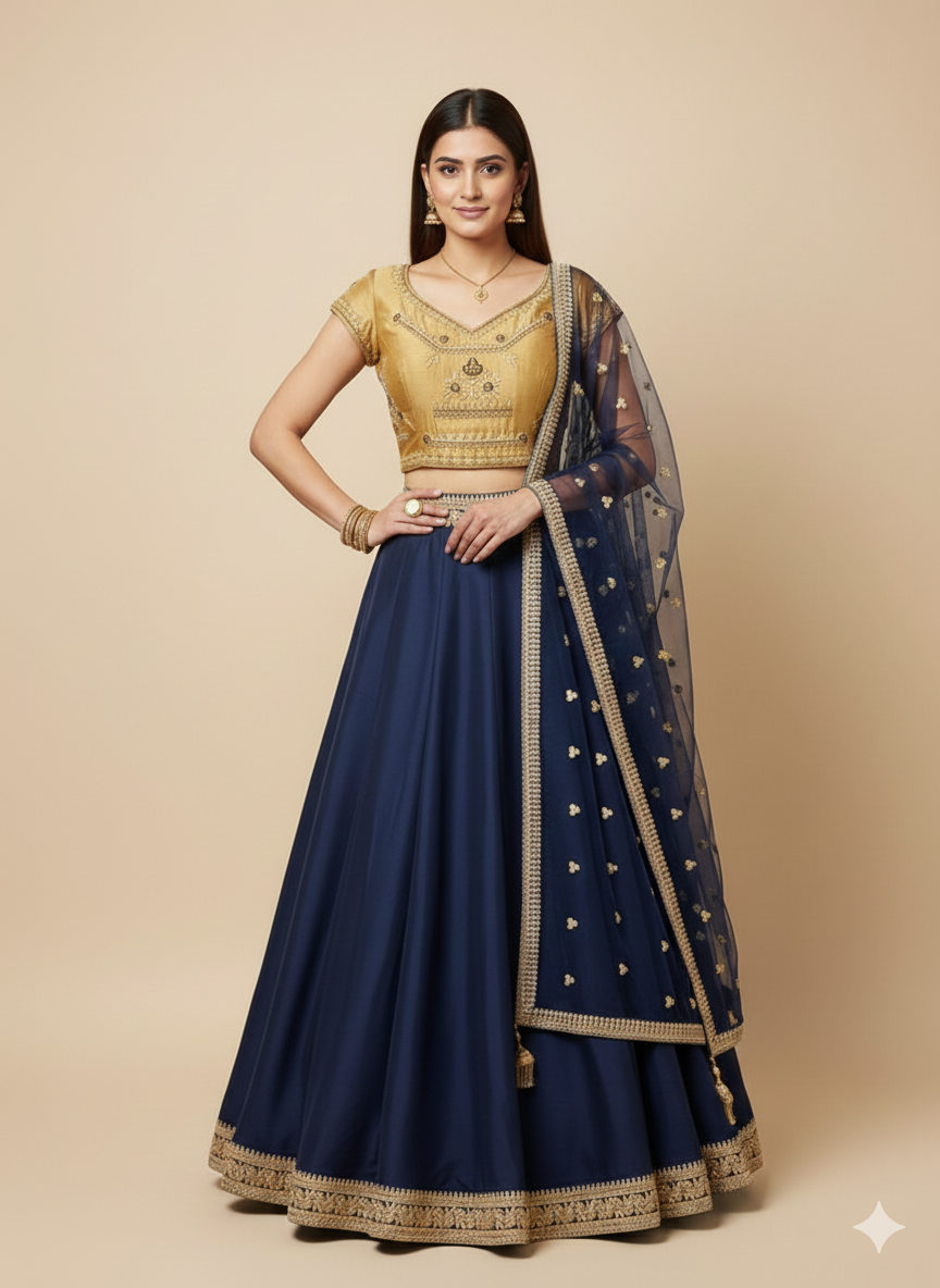 Navy Blue Bridesmaids Lehenga BML-014