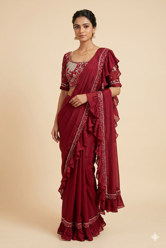 Pre-Stitched Saree W/ Readymade Blouse - D049