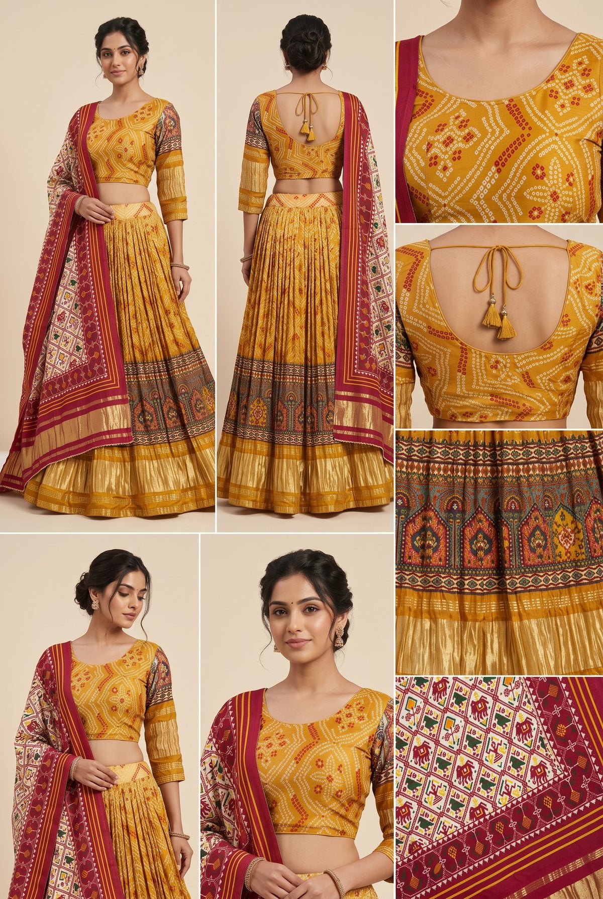 Yellow Bandhani Print Navratri Lehenga