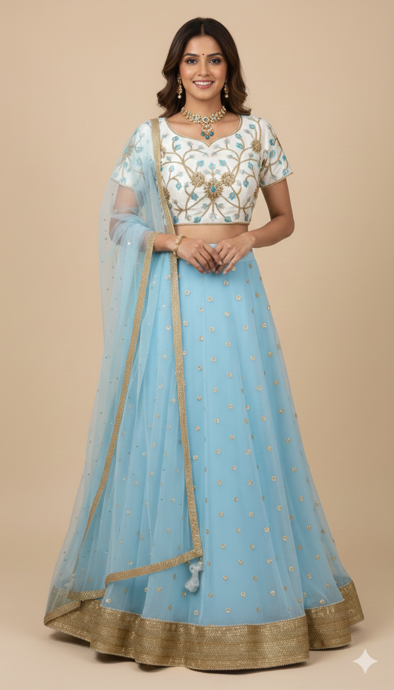 Baby Blue Bridesmaids Lehenga