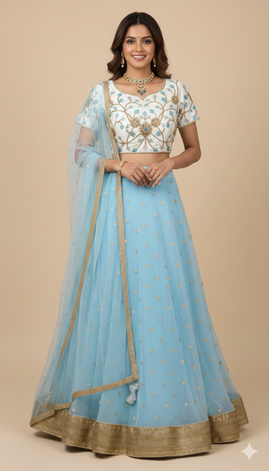 Baby Blue Bridesmaids Lehenga