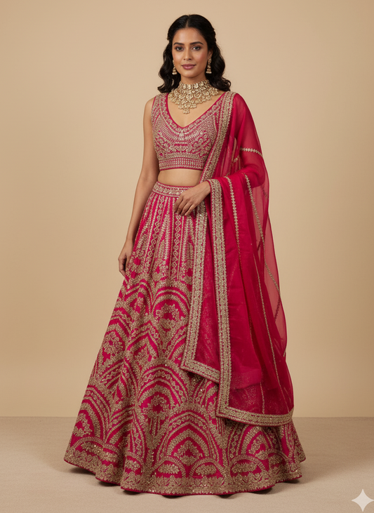 Coral Pink Gotta Patti Bridal Lehenga BL-157