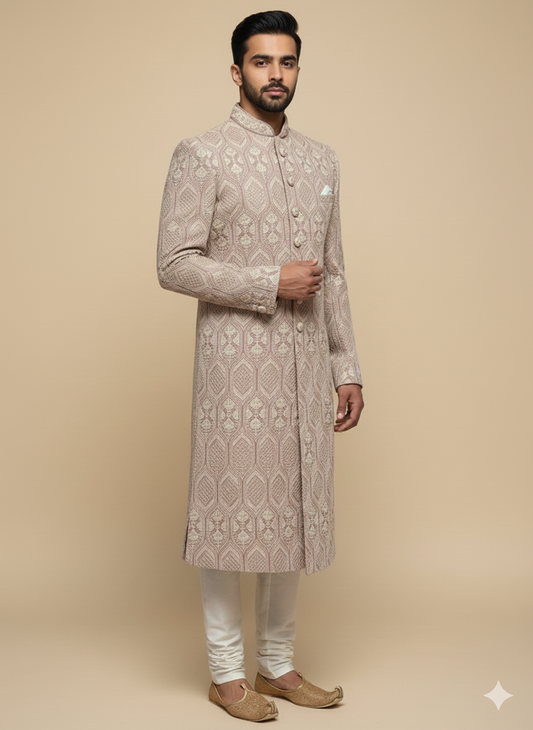 Sienna Brown Rajwadi Sherwani- R14U40