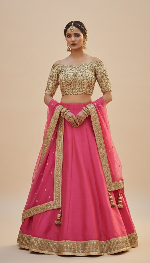 Peach Coral Bridesmaid's Lehenga
