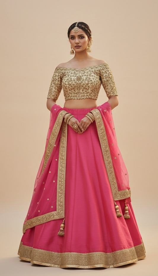 Peach Coral Bridesmaid's Lehenga