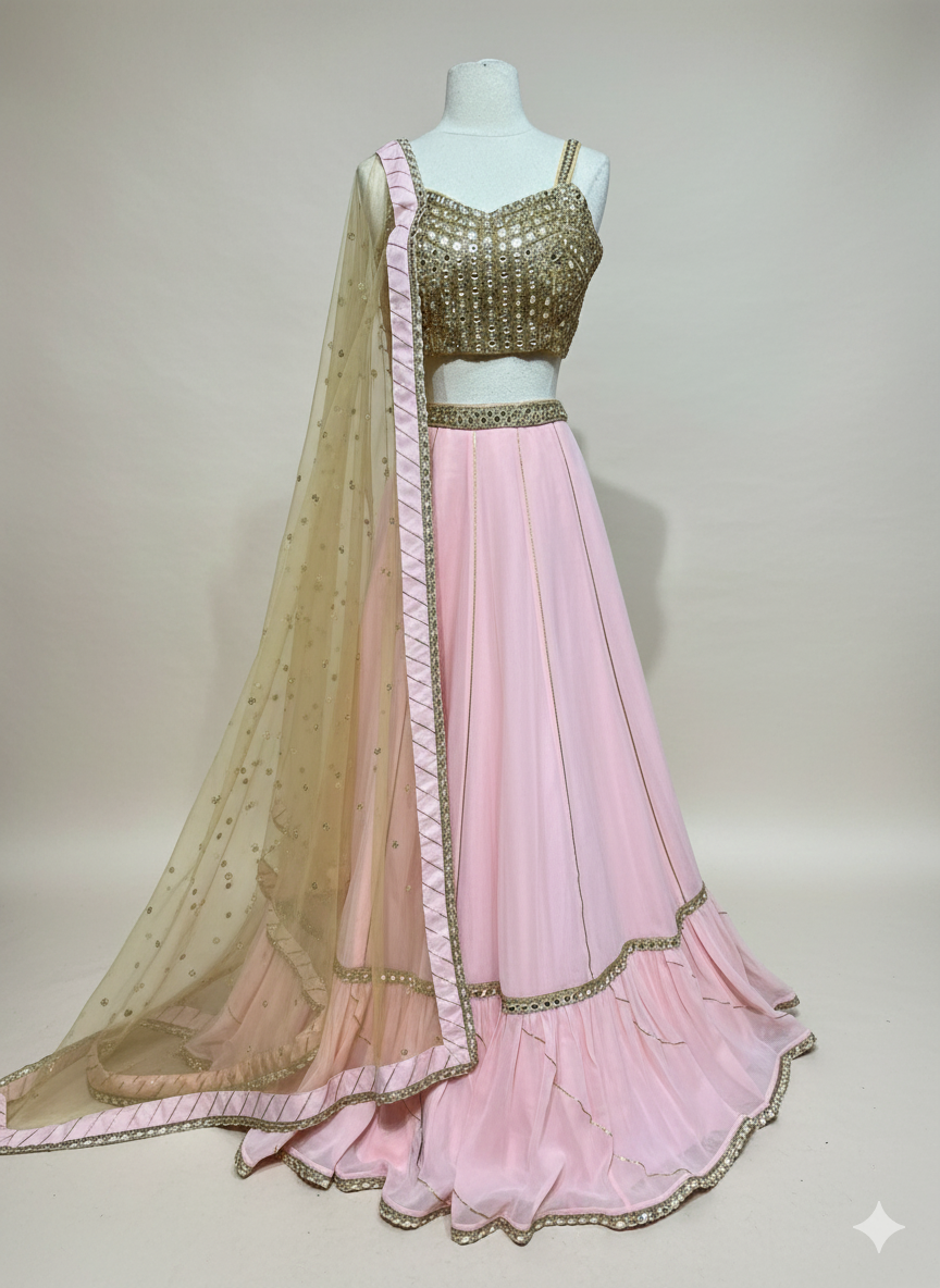 Millennial Pink Bridesmaids Lehenga BML-034