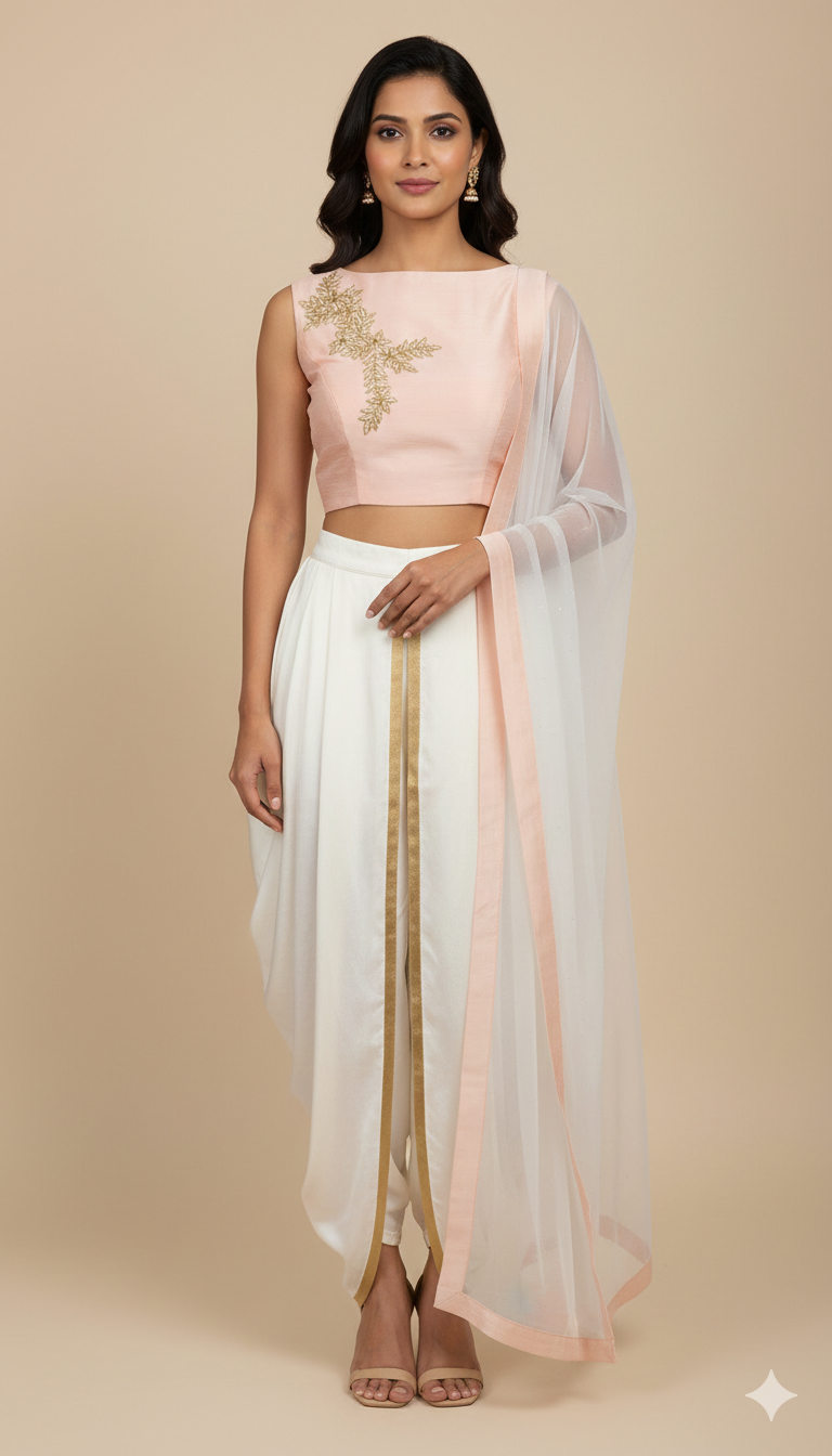 Blush Ivory Bridesmaids Dhoti Suit