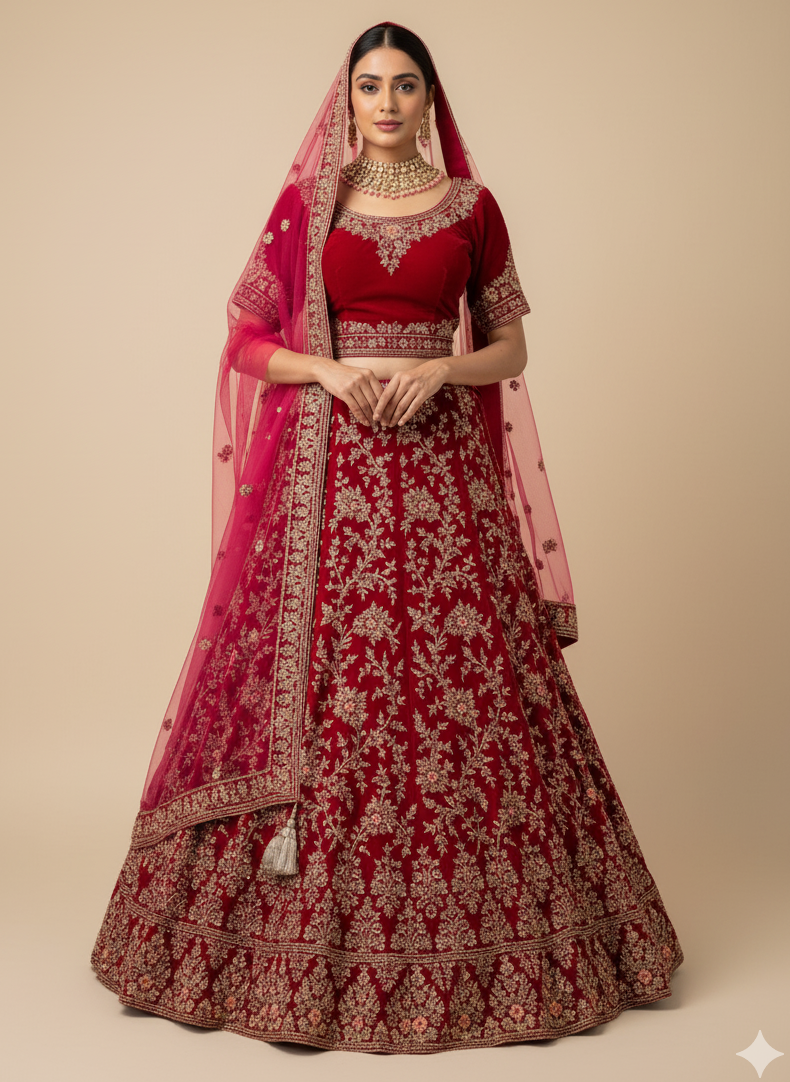 Velvet Bridal Lehenga BL-058