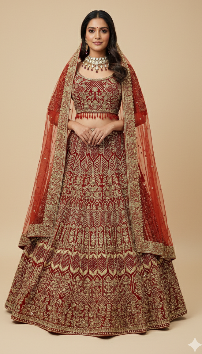 True Red Bridal Lehenga BL-125