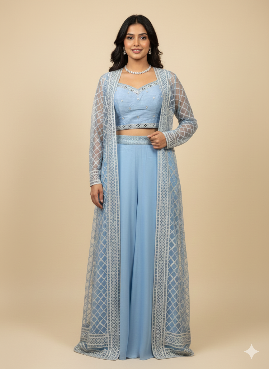 Powder Blue Bridesmaids Lehenga BML-036