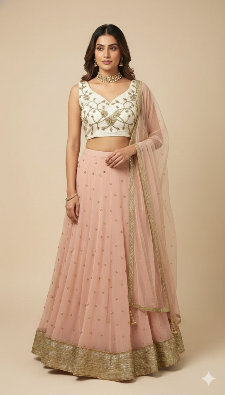Blush Ivory Bridesmaid's Lehenga