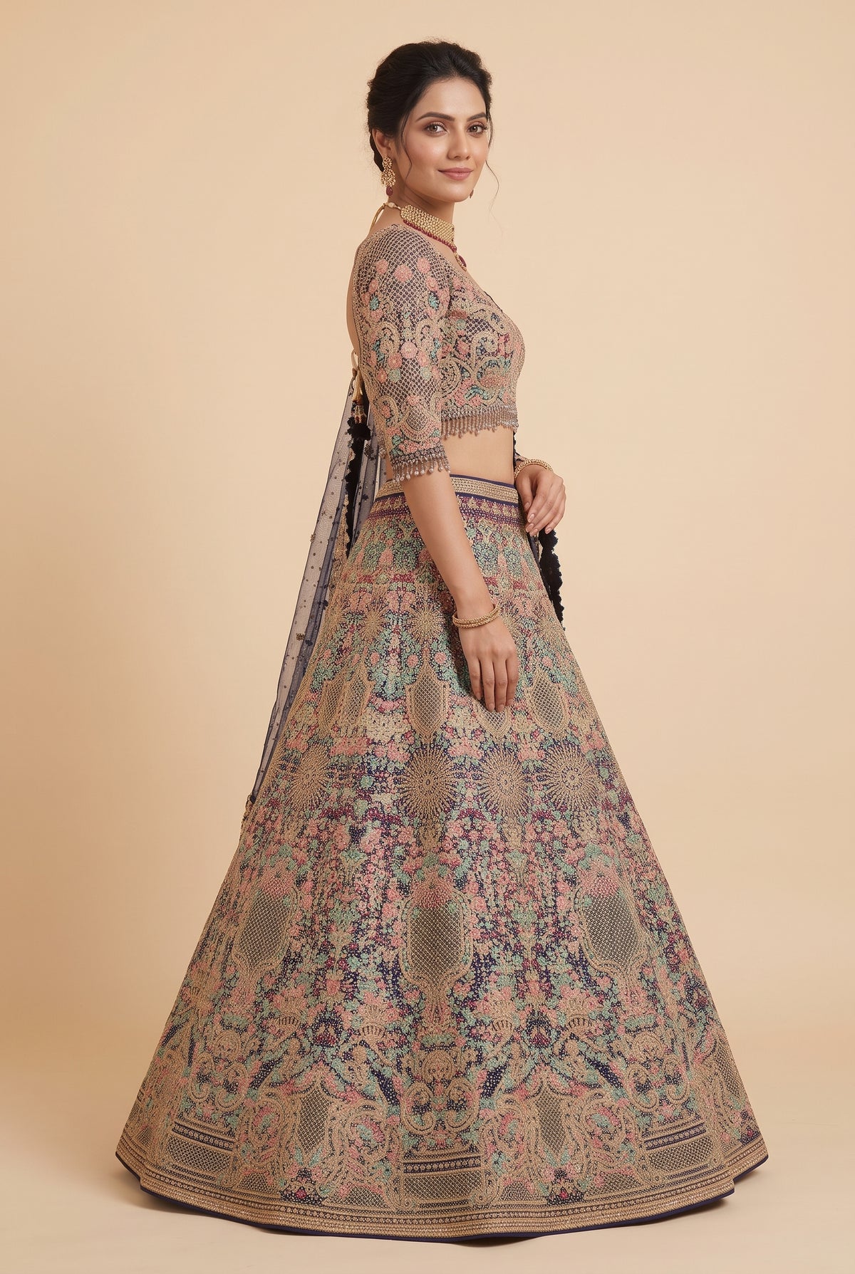 Royal Navy Blue Heritage Lehenga