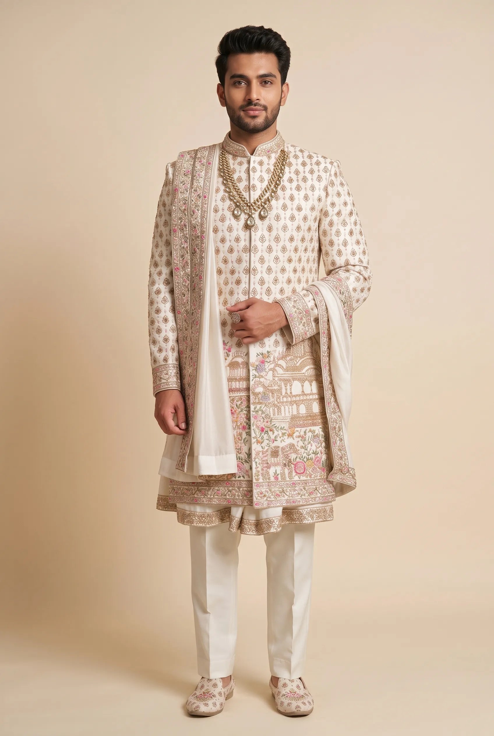 VRINDAVAN - Sherwani - White