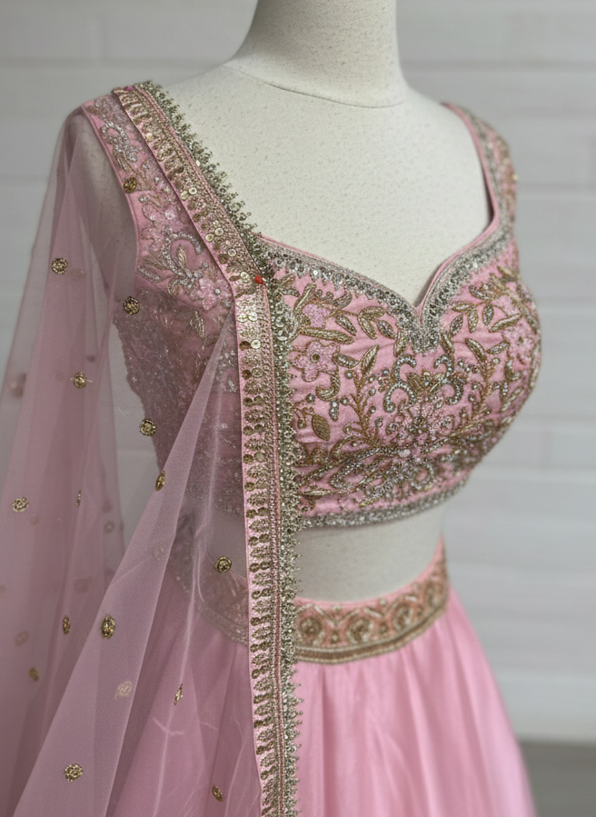 Carnation Pink Bridesmaids Lehenga BML-033