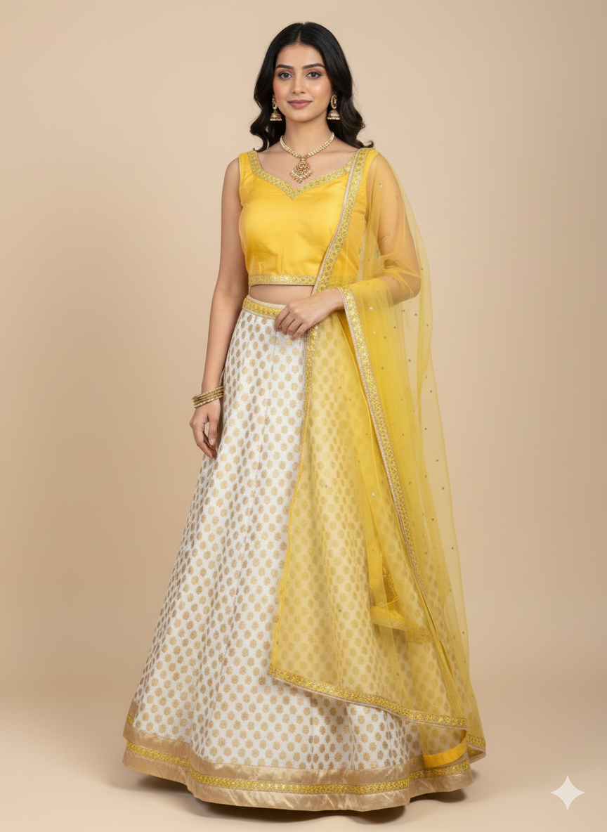 Daisy White Bridesmaids Lehenga BML-015