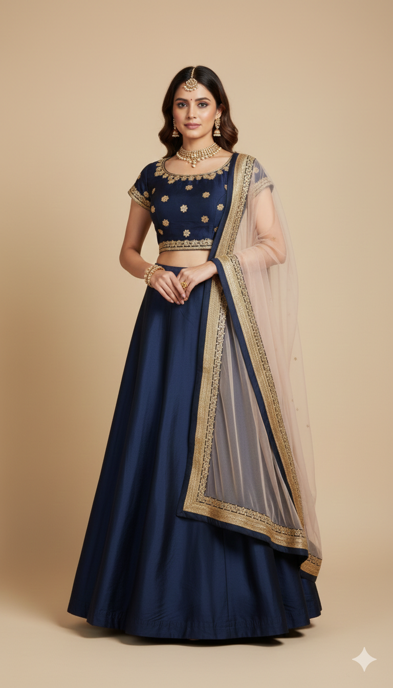 Navy Blush Bridesmaid's Lehenga
