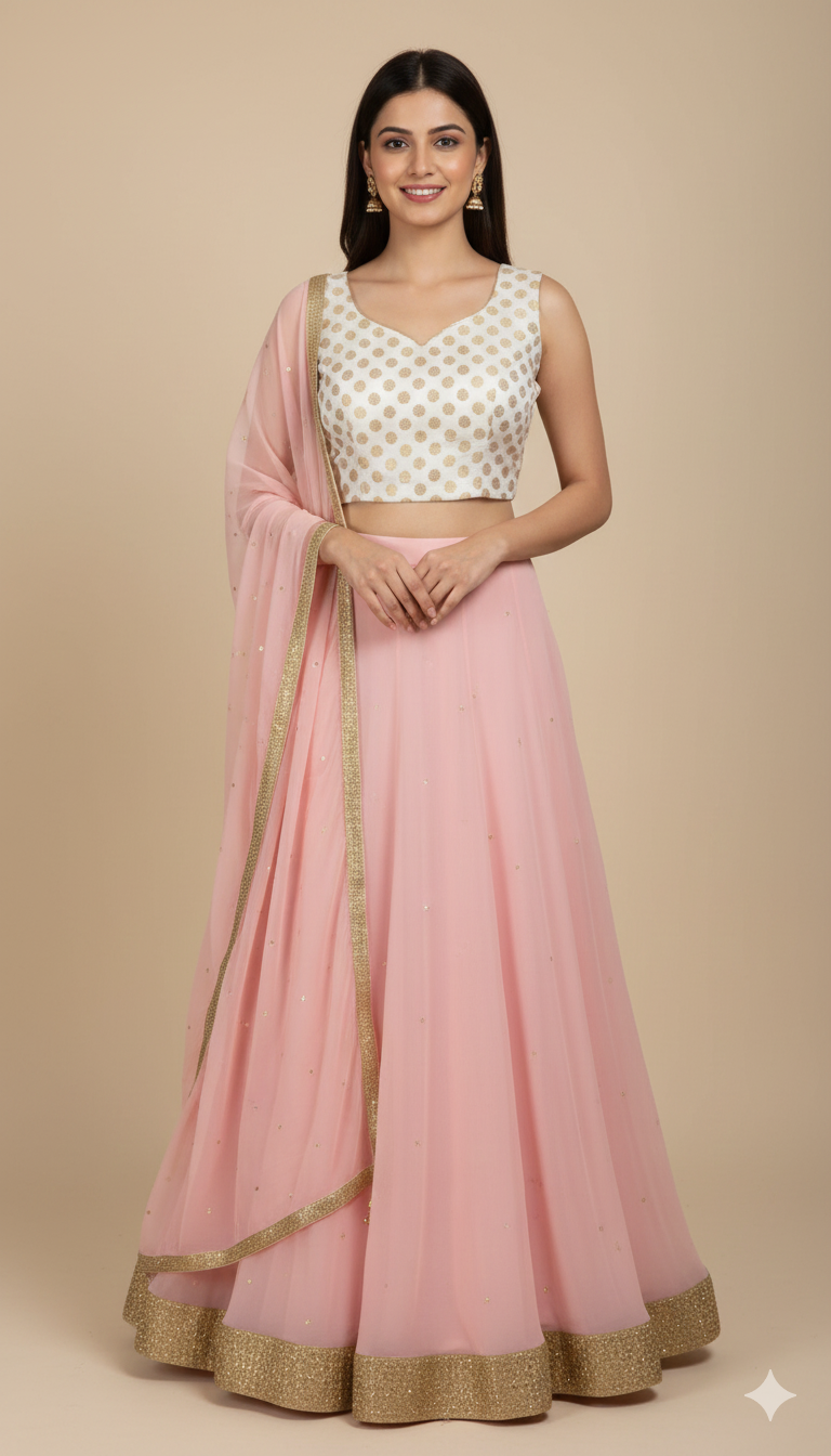 Ivory Blush Bridesmaids Lehenga - BML 201