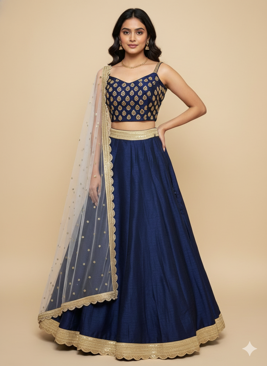 Navy Blue Bridesmaids Lehenga BML-028 Navy Blue Bridesmaids Lehenga BML-028