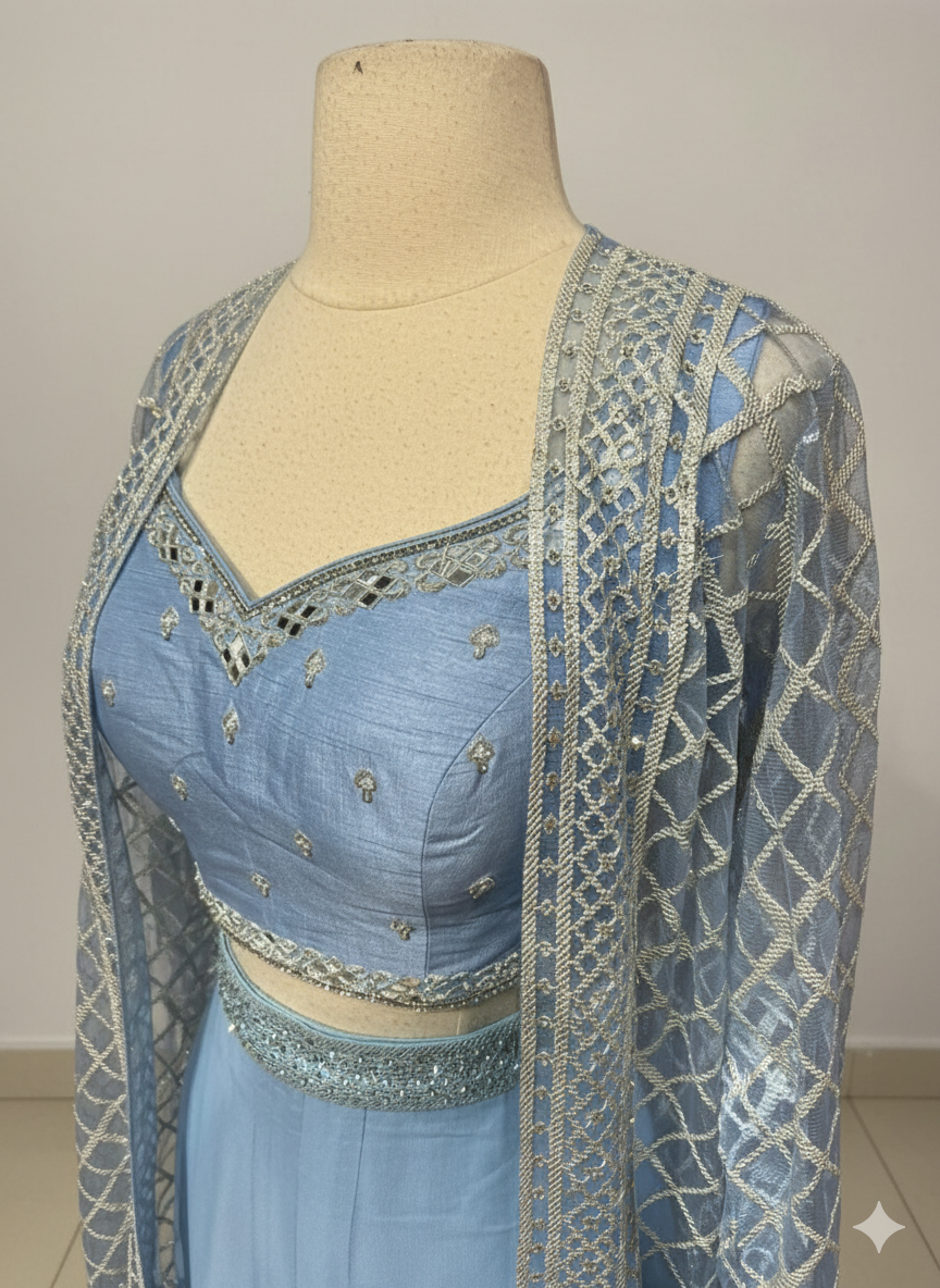 Powder Blue Bridesmaids Lehenga BML-036