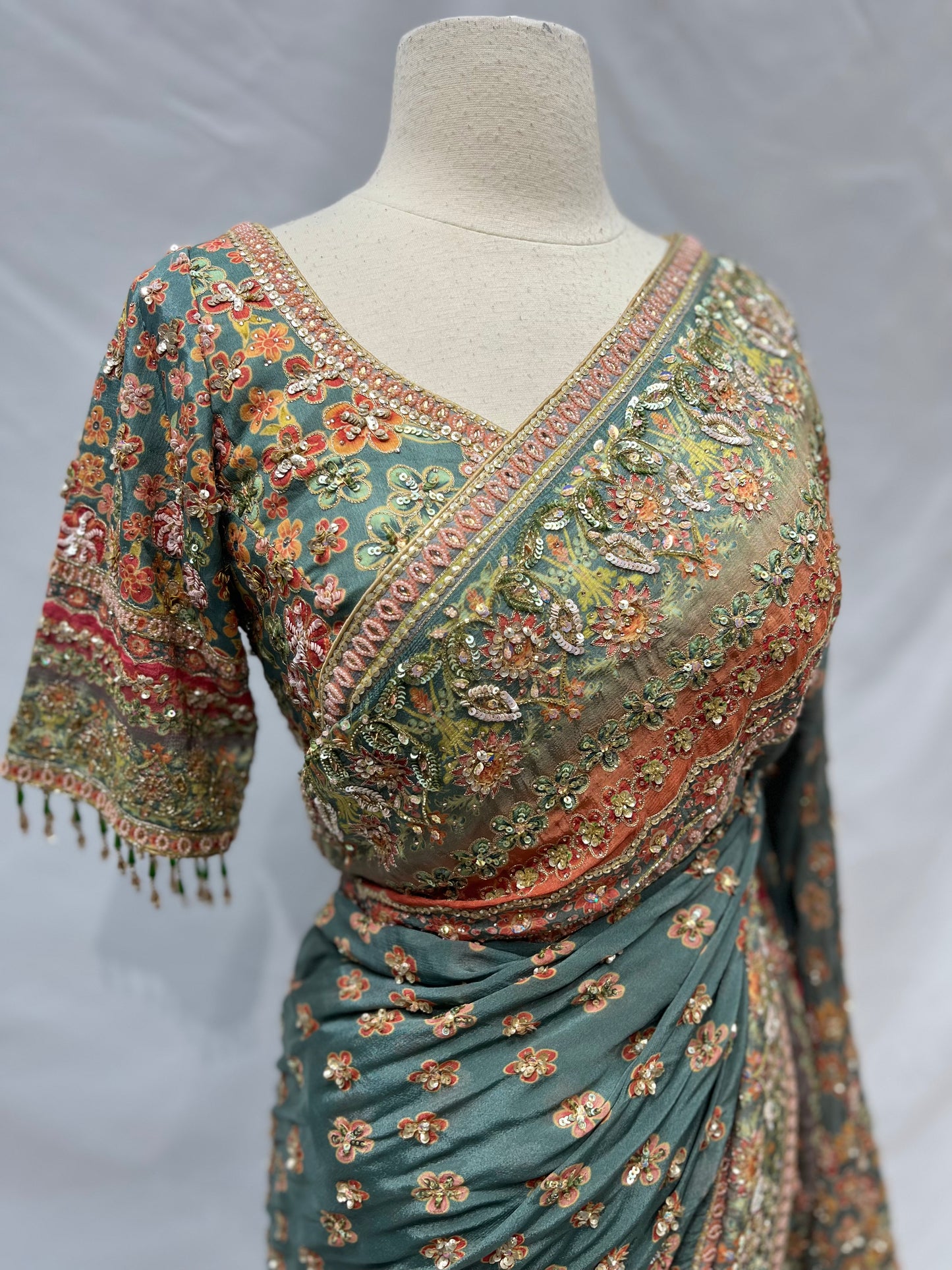 Party Wear Saree W/ readymade blouse D-168