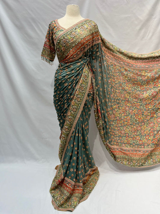 Party Wear Saree W/ readymade blouse D-168