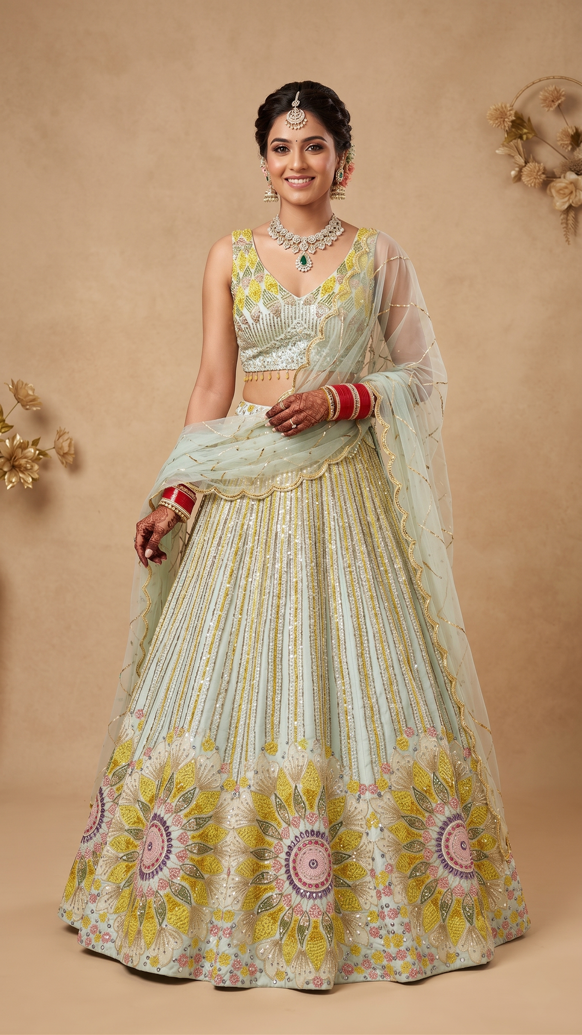 Jade Mist Raw Silk Lehenga